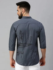 Men Grey Printed Casual Shirt-HIGHPOWERPRINT-1261-Grey