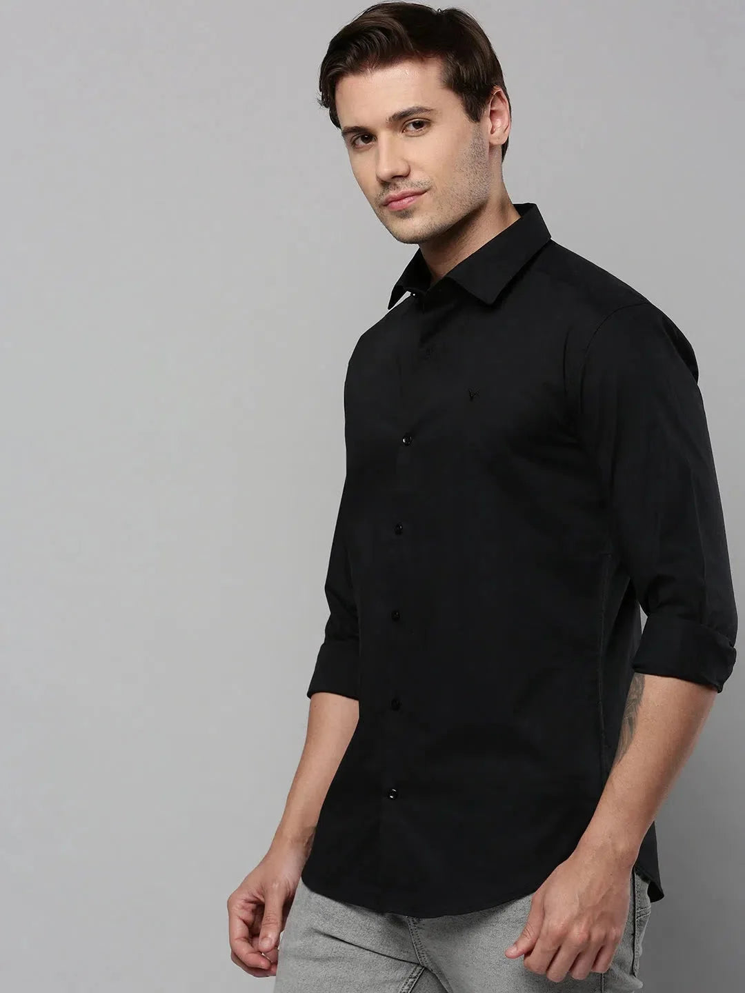 Black Cotton Mens Shirt - Solid Casual Shirt | DesiQlo