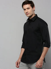 Men Black Solid Casual Shirt-SAGARPLAIN-4579-Black