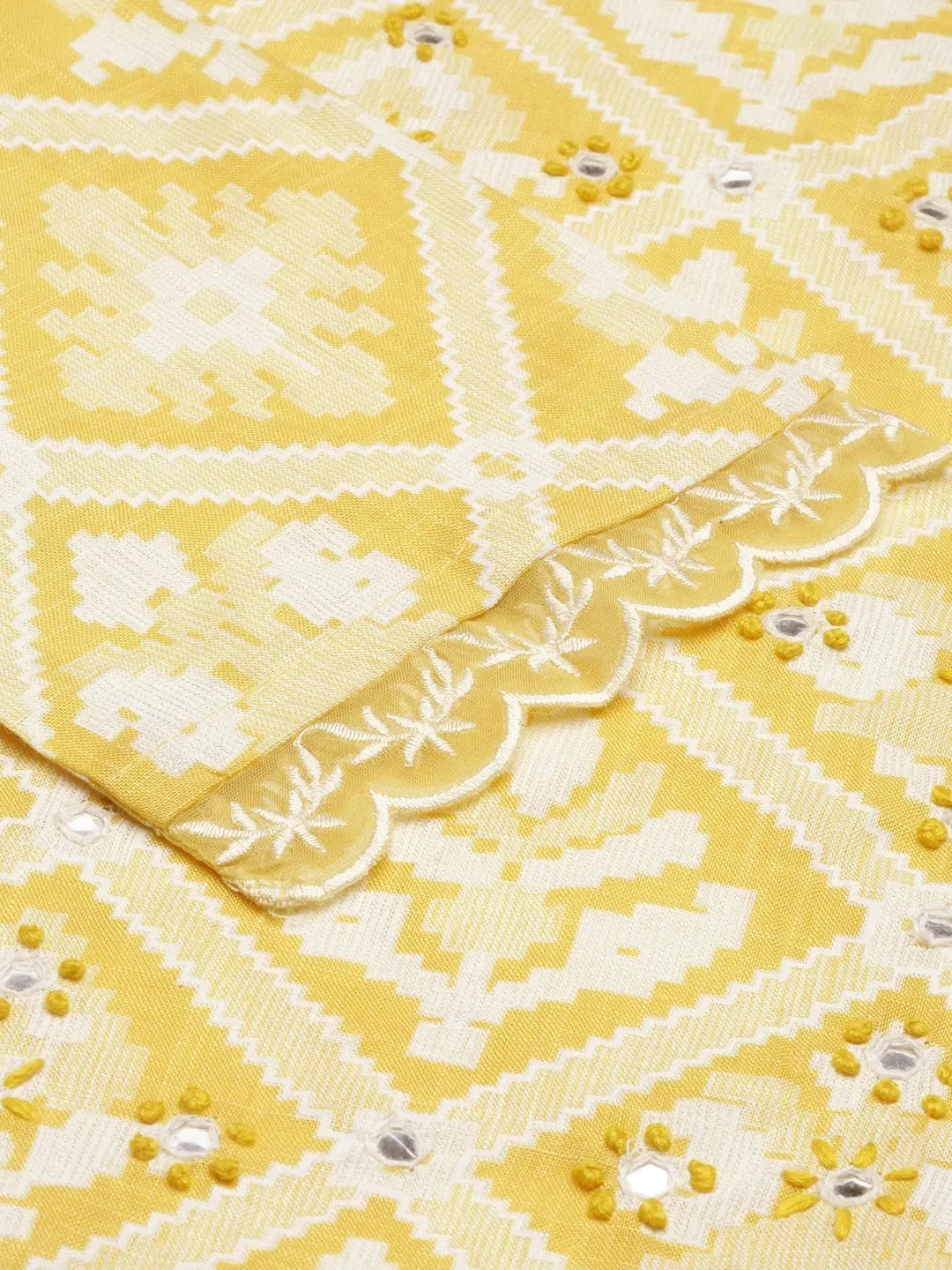 Yellow Printed Women's Indian Kurta Sets | Cotton