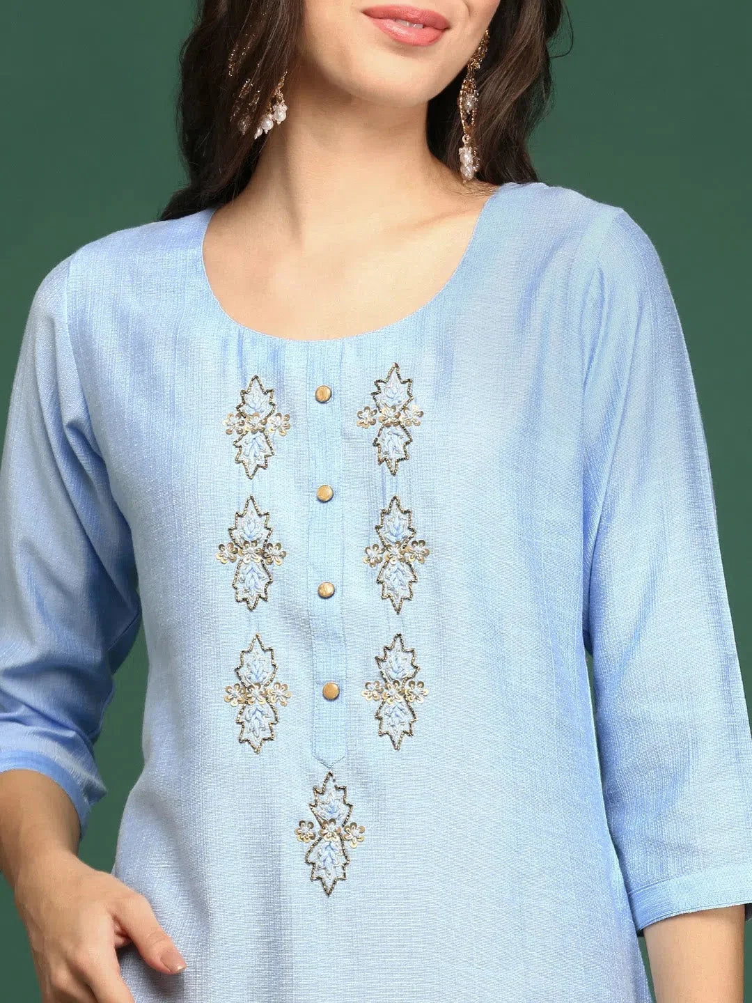 Stylish Blue Embellished Indian Kurta for Women