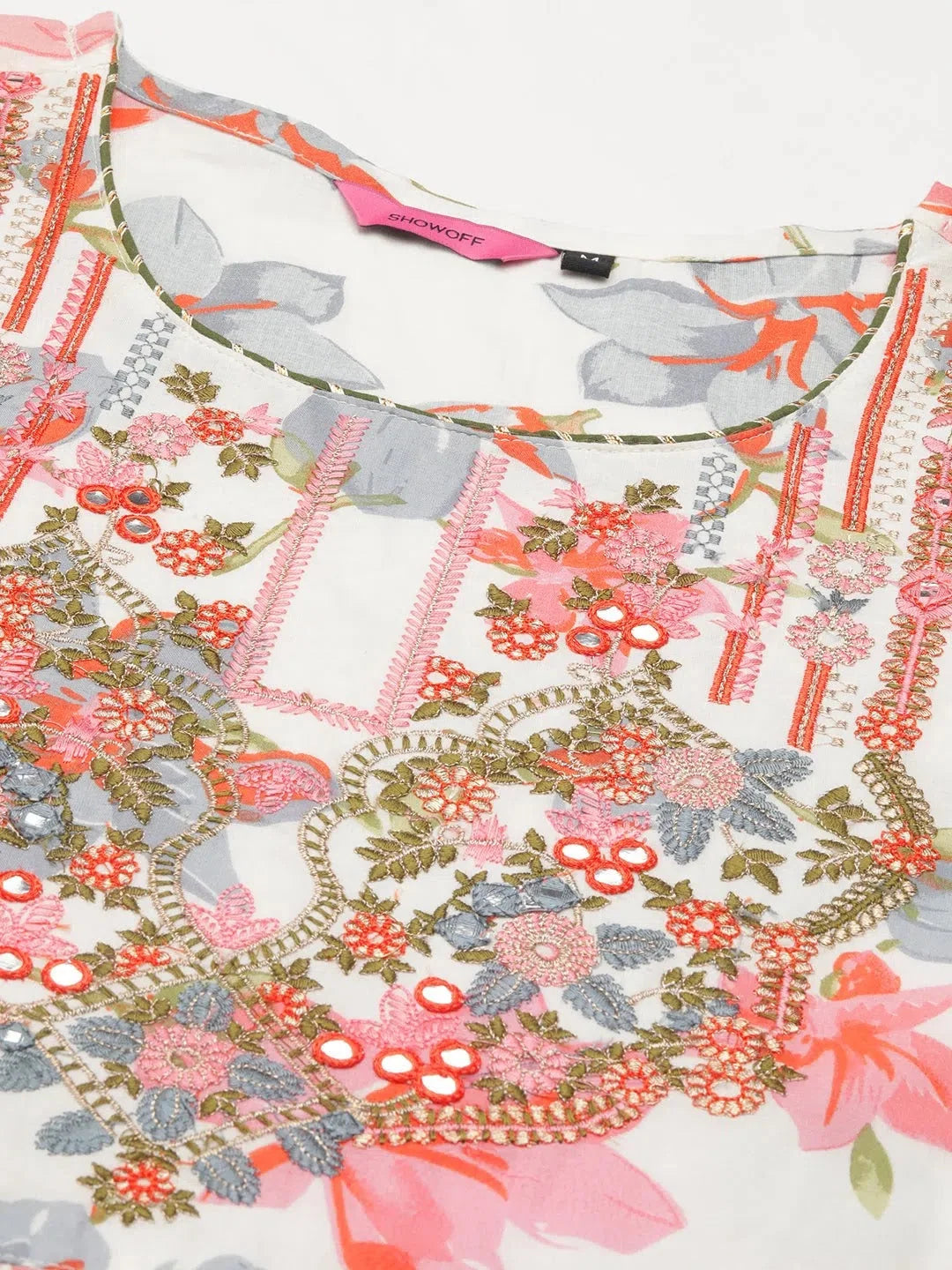 White Floral Cotton Kurta Set | Women's Designer Kurta Sets