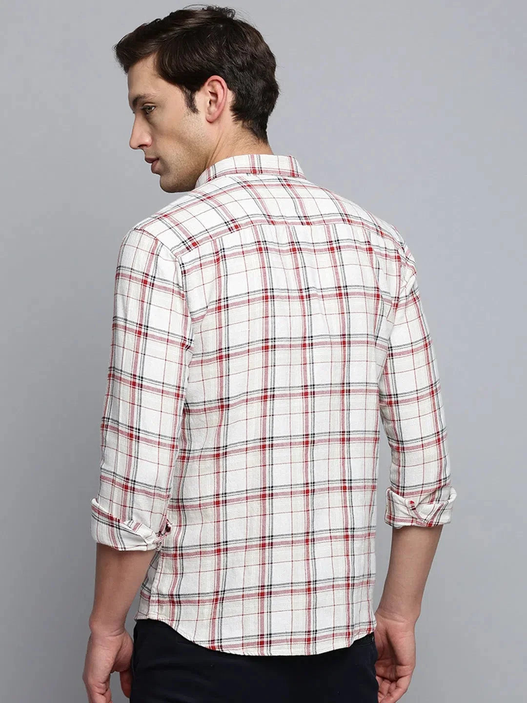 Beige Checked Mens Shirt - Casual Cotton Shirt by DesiQlo