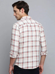 Men Beige Checked Casual Shirt-MARFACHECKS-4436-Beige
