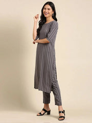 Women's Grey Solid Kurta SetKC-844-Grey
