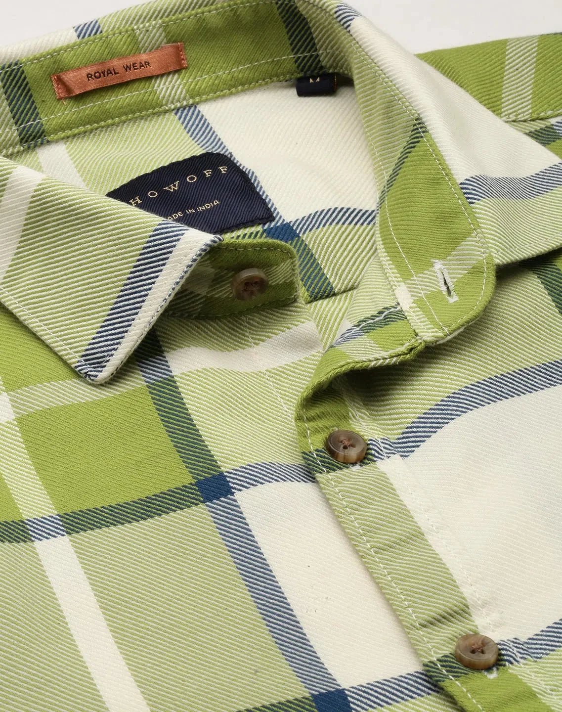 Green Checked Mens Shirt | Cotton Casual Shirt DesiQlo