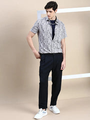 Men Grey Printed Casual Shirt-GEORGE-1646-Grey