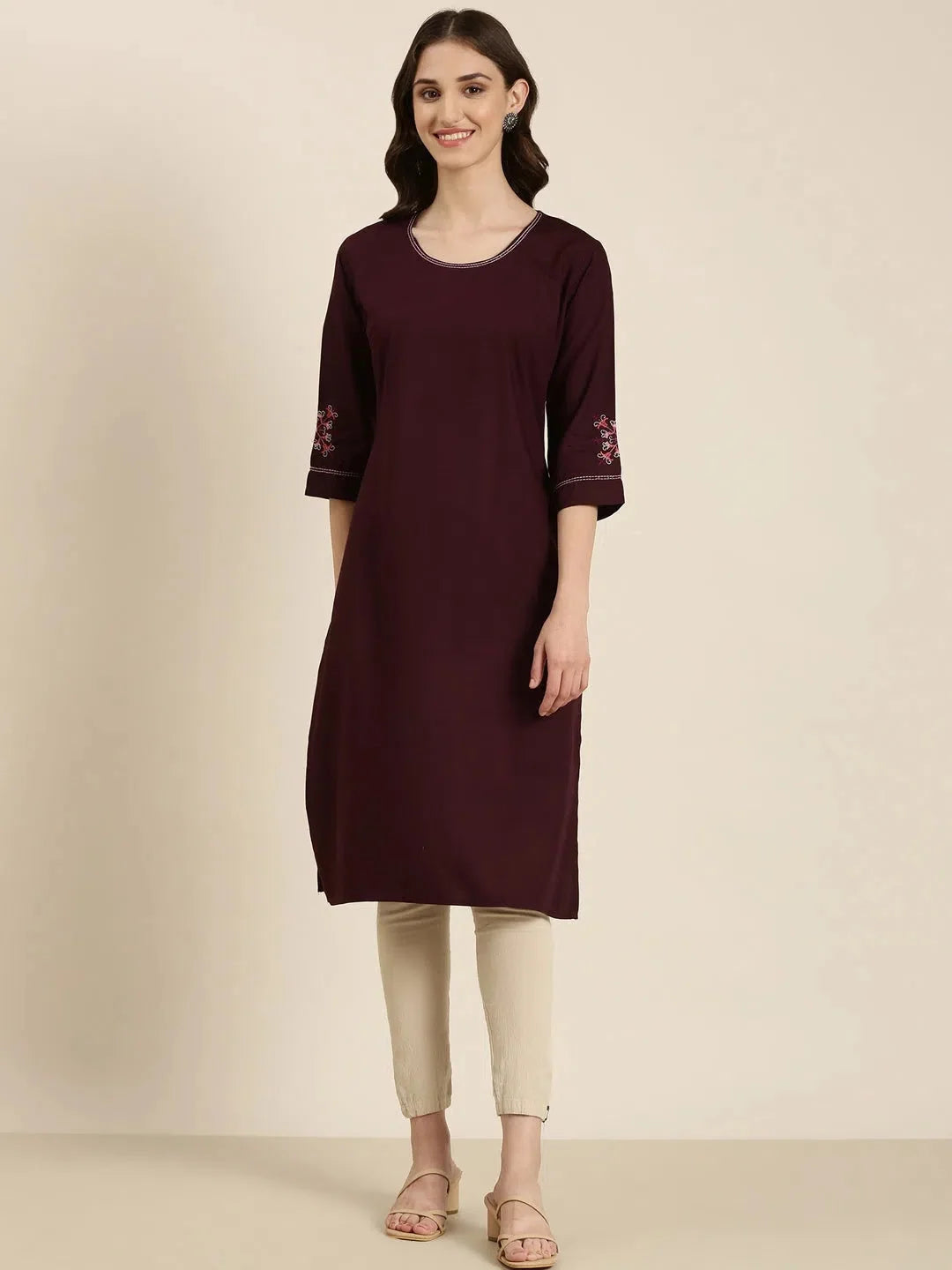 Purple Cotton Kurtas | Solid Indian Kurta Ladies by DesiQlo