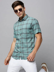 Men Green Checked Casual Shirt-ALASKACHECKS-5021-Seagreen