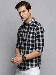 Men Black Checked Casual Shirt-BOXERCHECKS-3342-Black