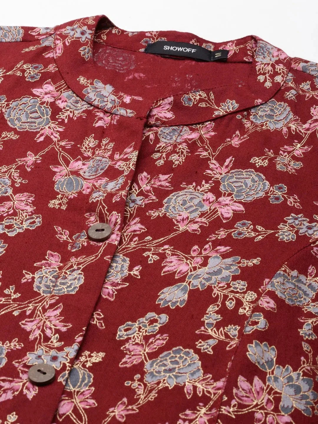 Maroon Printed A-Line Kurta | Indian Kurtas for Ladies