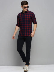 Men Navy Checked Casual Shirt-DALTONCHECKS-4104-Navyblue