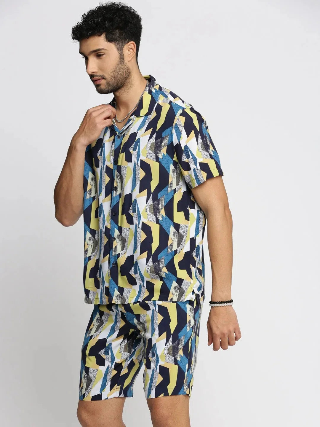 Multi Printed Co Ord Set for Men | Cuban Collar Cotton Sets