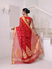 Green Cotton Saree With Ethnic Motifs-MA66BCT431050057