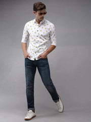 Men White Printed Casual Shirt-ORIGINPRINT-1738-White
