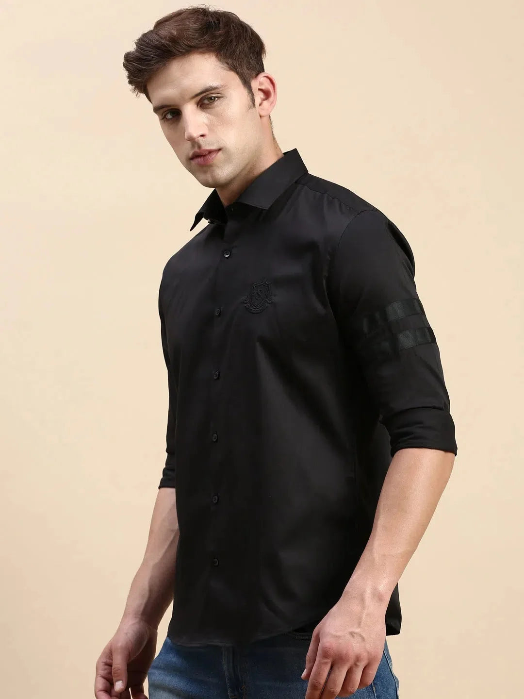 Shop Black Solid Mens Shirt - DesiQlo Cotton Casual Shirt
