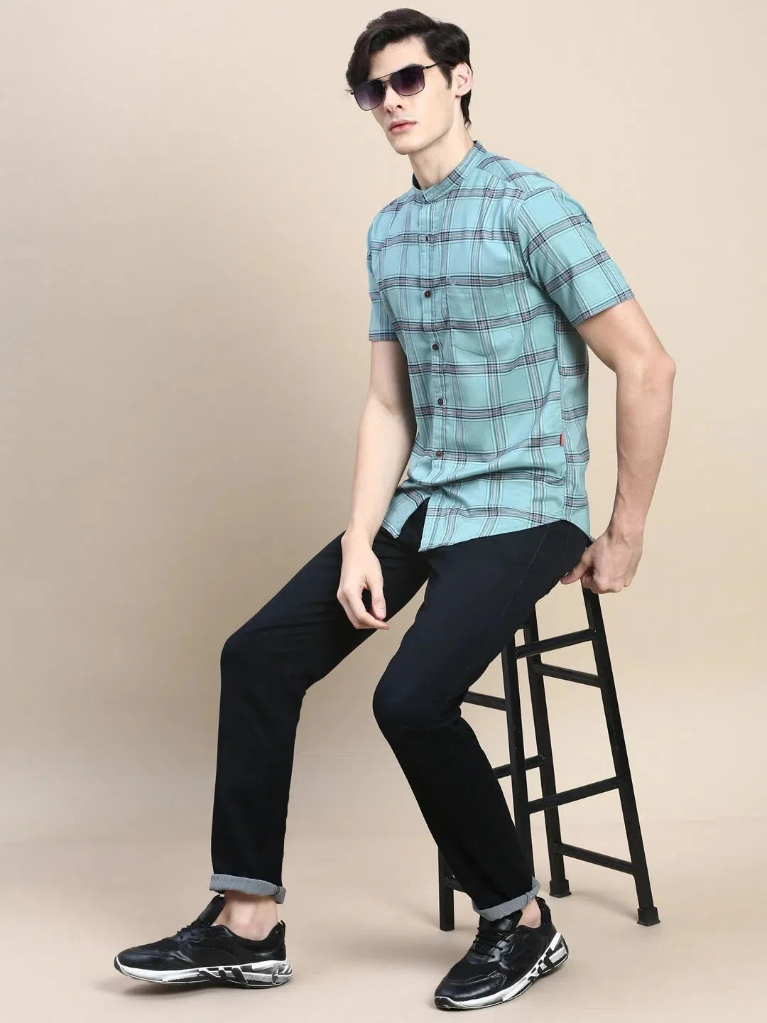Authentic Green Checked Mens Shirt - Cotton Casual Shirt | DesiQlo