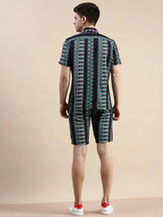 Men Black Printed Casual Co ord Set-BLACKBERRY-1689-Black