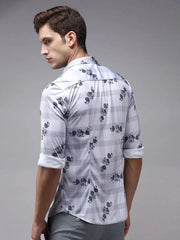 Men Purple Printed Casual Shirt-MAXKNITS-1643-Lavender
