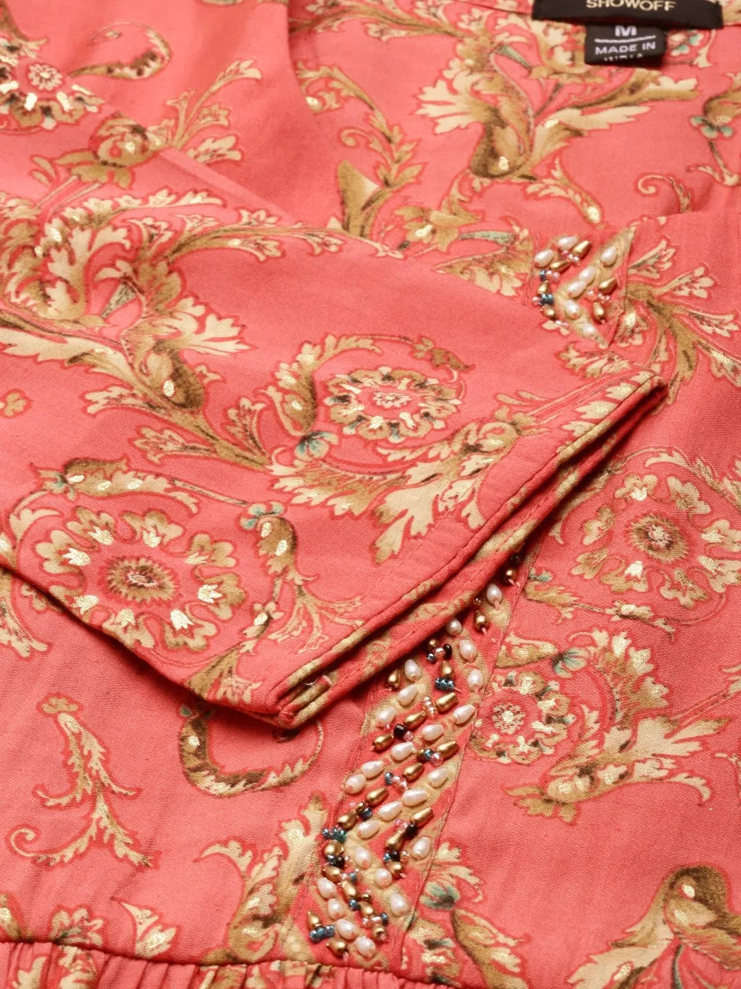 Coral Ethnic Motifs Women's Kurta Set | Designer Kurta Sets