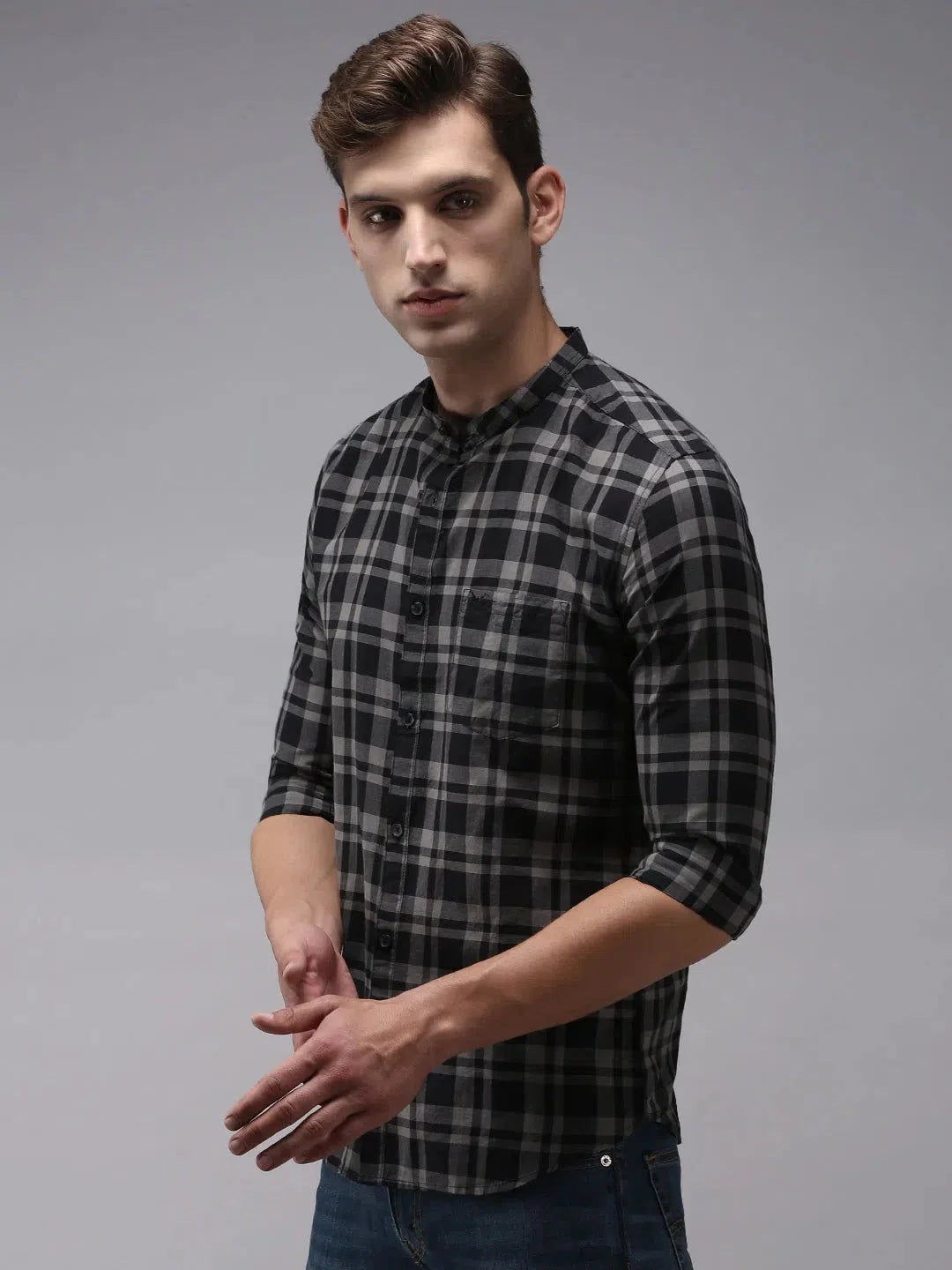 Men's Black Checked Shirt - Casual Cotton Shirt | DesiQlo