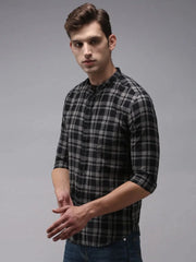Men Black Checked Casual Shirt-WONDERCHECKS-1729-Black