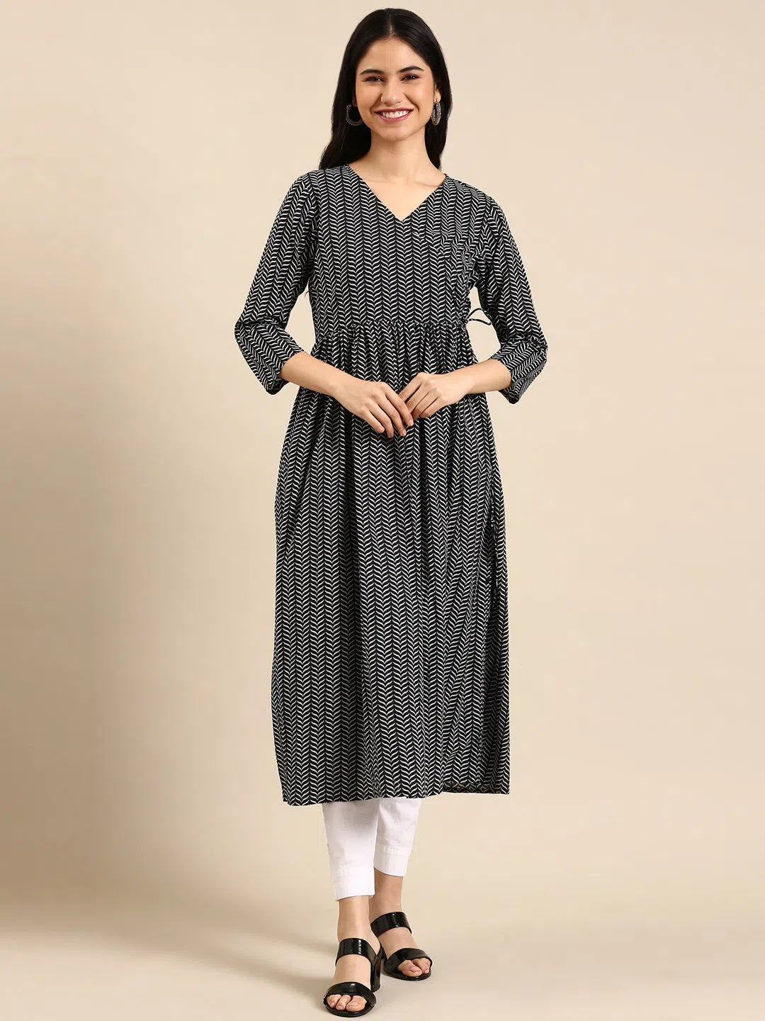Blue Printed Kurta - Women's Cotton Indian Kurtis Online