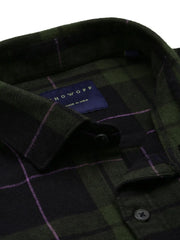 Men Green Checked Casual Shirt-DALTONCHECKS-4093-Olive