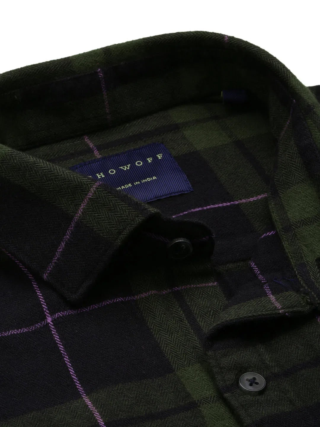Men's Green Checked Cotton Shirt | Casual & Stylish