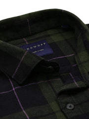 Men Green Checked Casual Shirt-DALTONCHECKS-4093-Olive