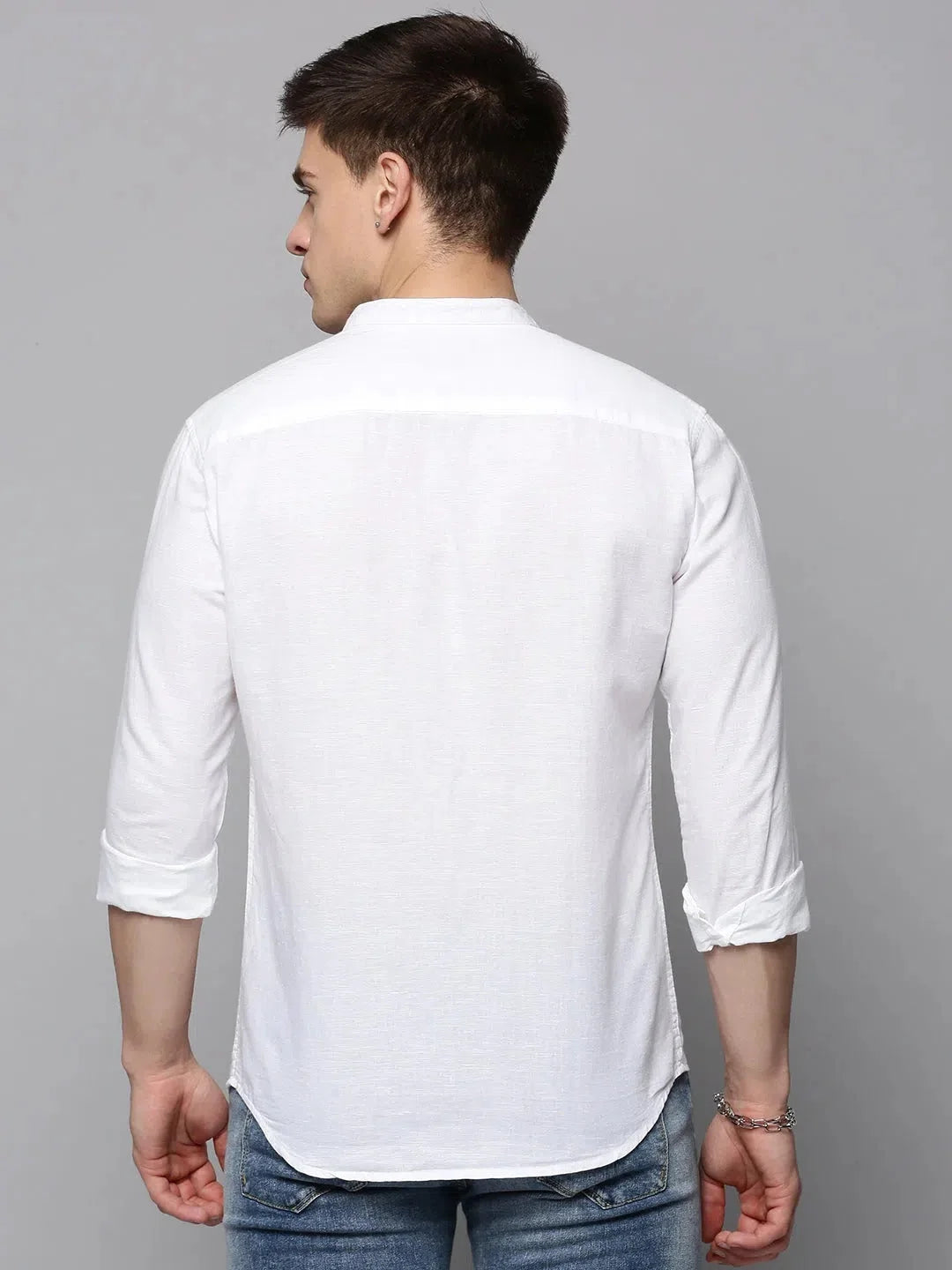 Vibrant White Cotton Mens Shirt - Solid Casual Shirt | DesiQlo