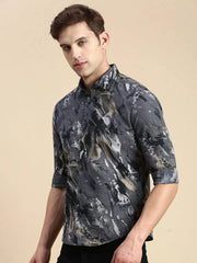 Men Grey Printed Casual Shirt-JORDANPRINT-4903-Grey