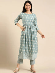Women's Sea Green Printed Kurta SetKC-3377eagreen
