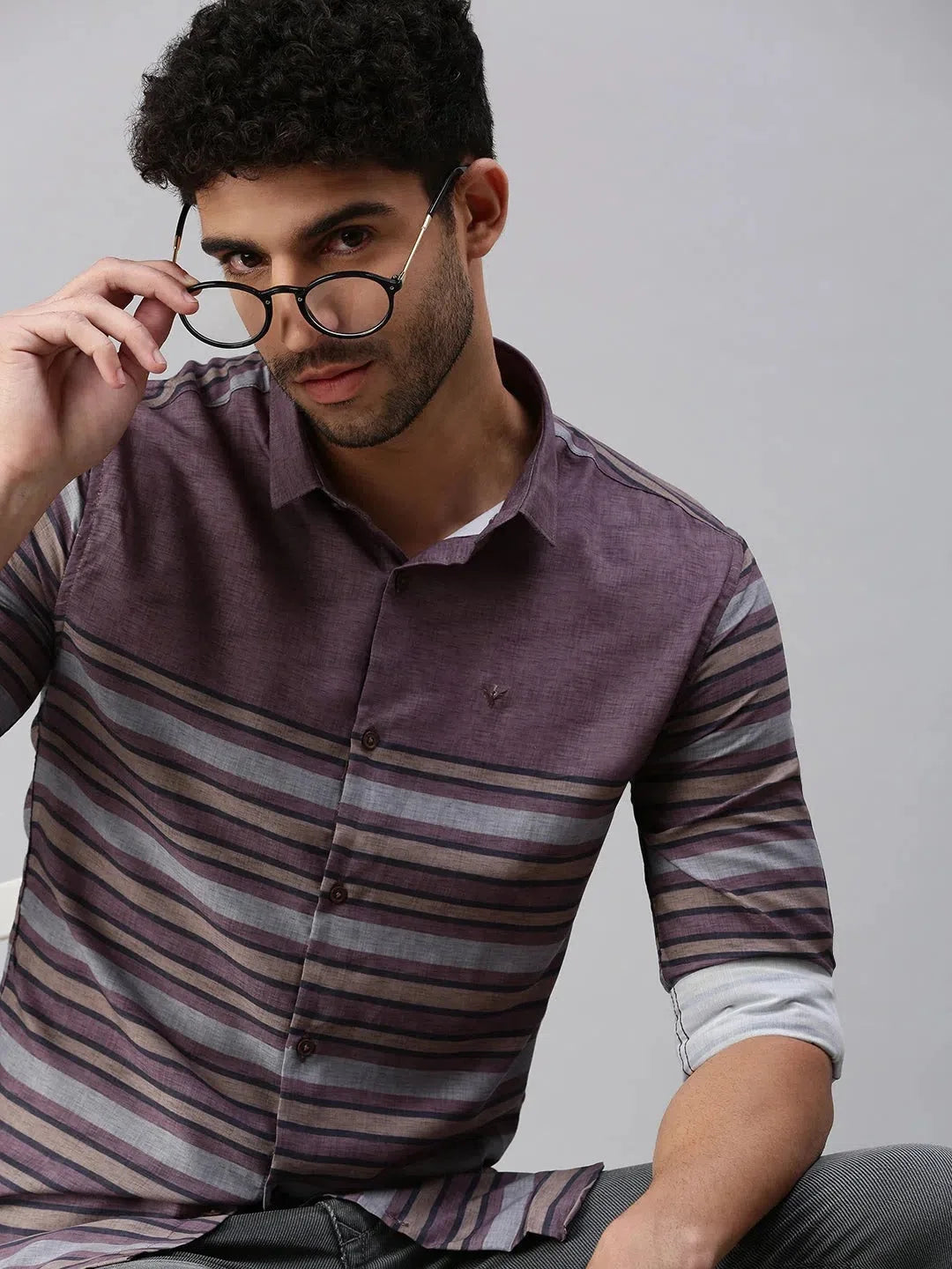 Mauve Striped Casual Shirt - Stylish Mens Shirt Online