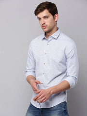 Men Blue Printed Casual Shirt-BARONPRINTED-4007-Blue