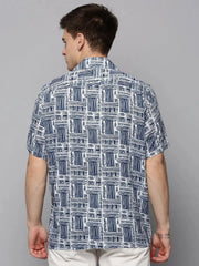Men White Printed Casual Shirt-RESORTPRINT-3185-White