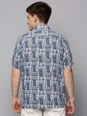 Men White Printed Casual Shirt-RESORTPRINT-3185-White