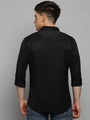 Men Black Solid Formal Shirt-NECKAMPLAIN-3160-Black