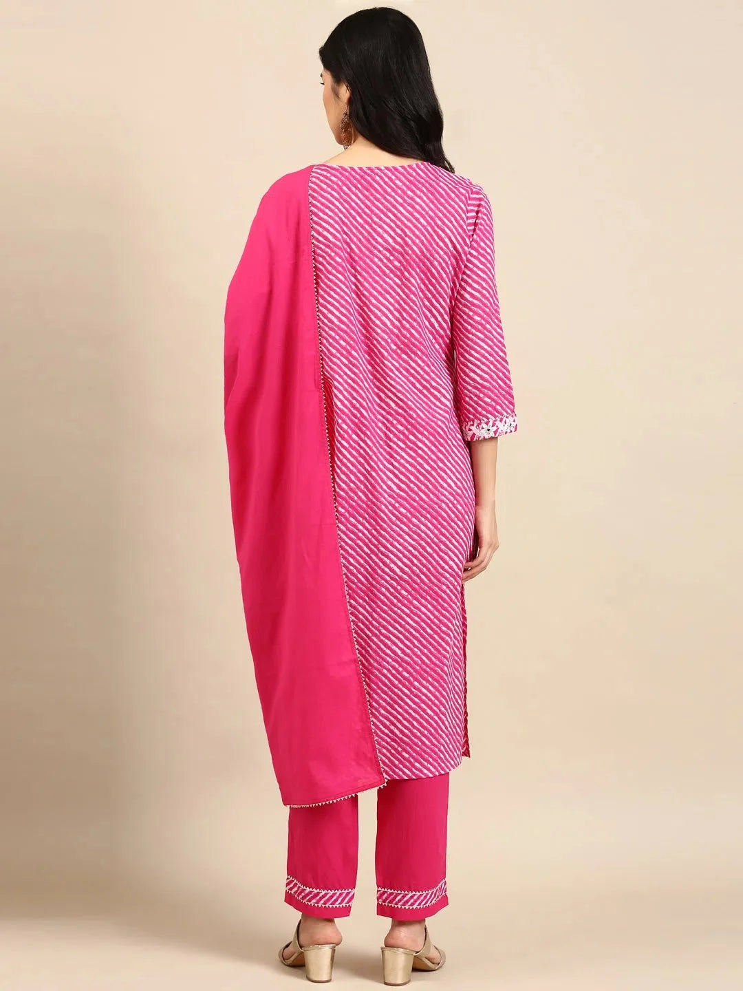 Pink Tie Dye Kurta Set | Women's Cotton Indian Kurta Sets