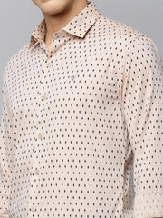 Men Tan Printed Casual Shirt-FLIORIONIEPRINT-3503-Tan