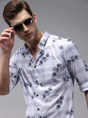 Men Purple Printed Casual Shirt-MAXKNITS-1643-Lavender