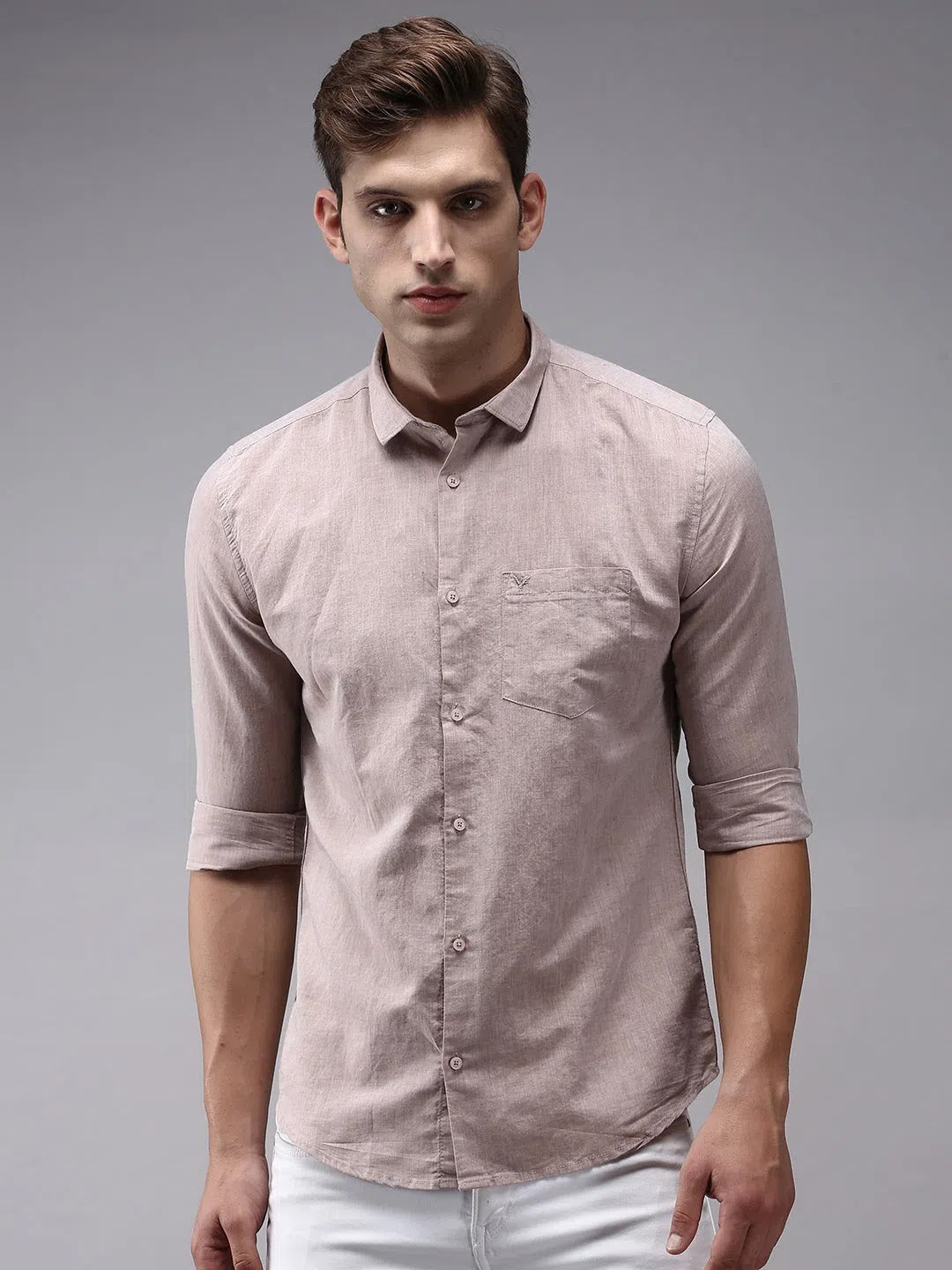 Trending Beige Solid Mens Shirt - Casual Cotton Shirt | DesiQlo