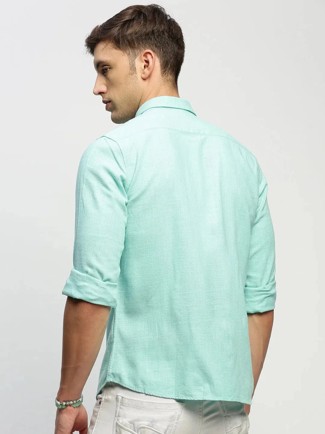 Green Solid Mens Shirt | Casual Cotton Shirt - DesiQlo