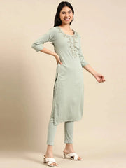 Women's Sea Green Solid Kurta SetKC-3325eagreen