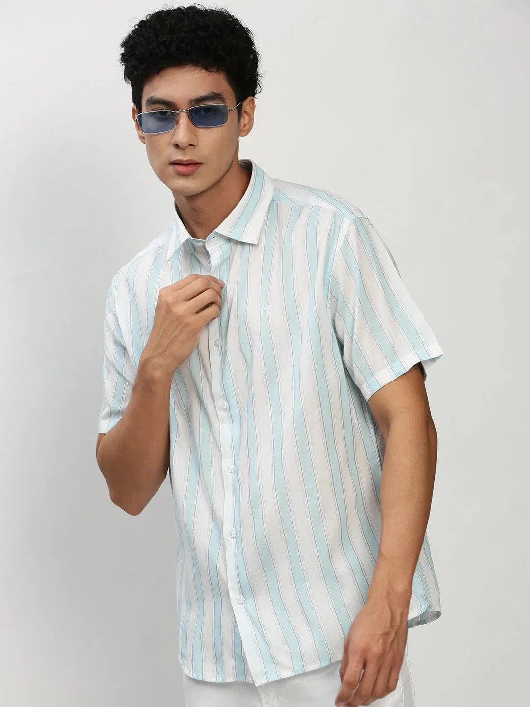 White Striped Mens Shirt - Cotton Casual Shirt Online