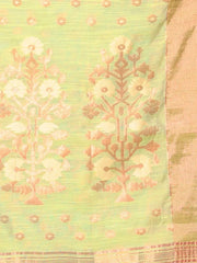 Off White Cotton Ikat Saree With Ganga Jamuna Border-MA66BCT431380076
