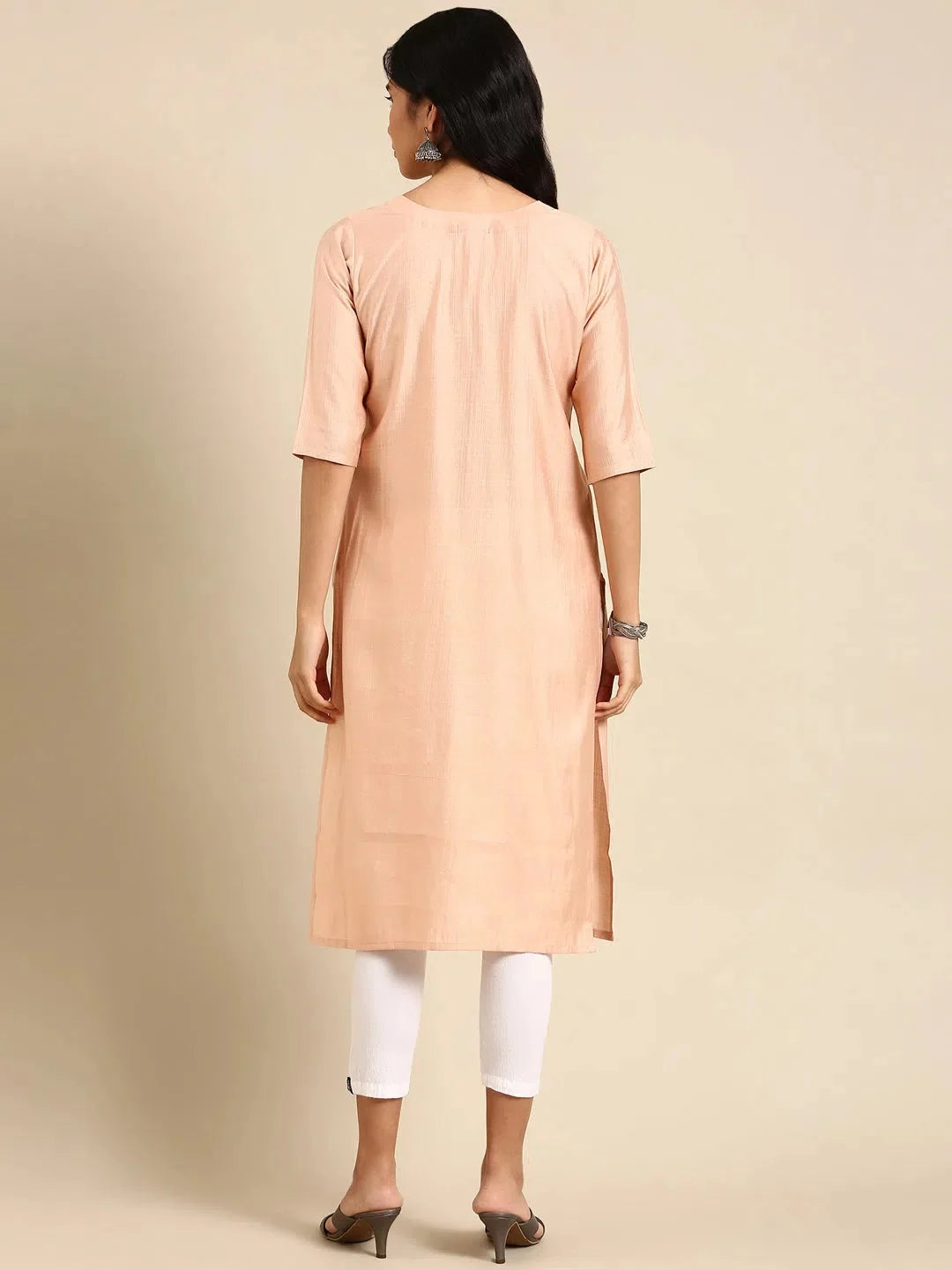 Peach Cotton Kurta - Comfortable Indian Kurta for Women