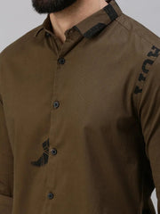Men Coffee Brown Printed Casual Shirt-HIGHPOWERPRINT-1263-Coffeebrown