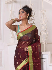 Ecru Cotton Ikat Saree With Ganga Jamuna Border-MA66BCT431380074