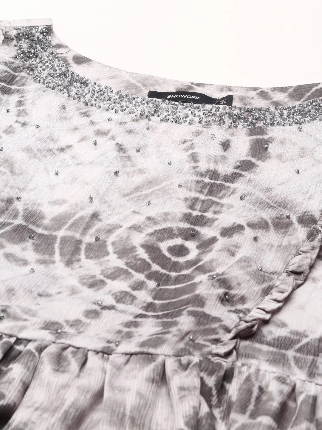 Olive Printed Polyester Anarkali Kurta | Women's Anarkali Gown